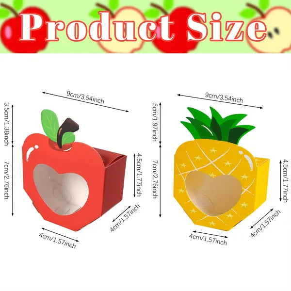 20 Pcs Summer Party 3D Treat Boxes With Clear Window Cute Mini Party Favor Bags Apple Pineapple Shaped 2 Styles Cookie Box For Pool Wedding Christmas Birthday Back To School Teacher